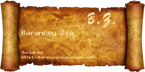 Barancsy Zia névjegykártya